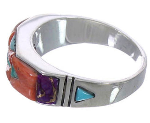 Southwestern Jewelry Multicolor Silver Ring Size 6-3/4 AX37251